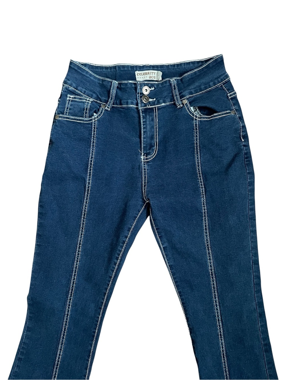Celebrity Ace Dark Blue High-Rise Straight Flare Jeans - Picture 2 of 9